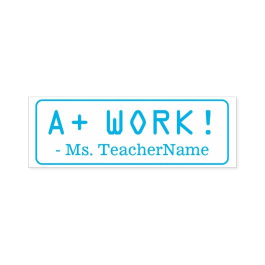 Positief "A+ WERK!" + Naam leraar Rubberstempel Zelfinktende Stempel (Design)