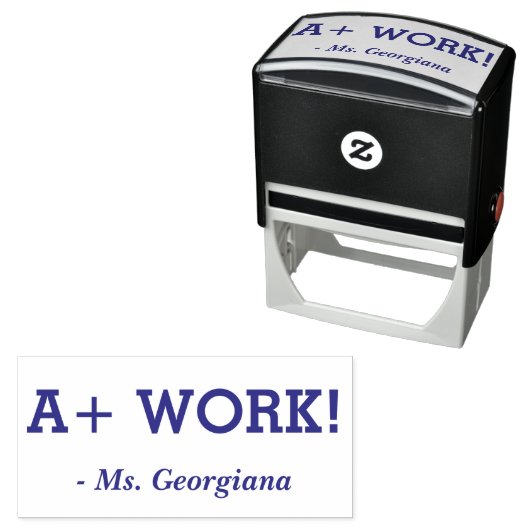 Positief "A+ WORK!" + Rubberstempel van leraar Zelfinktende Stempel (In situ)