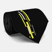 Positief Abstract Stropdas voor Vibes Yellow Grey (Opgerold)