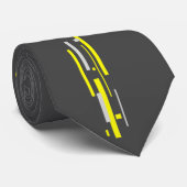 Positief Abstract Stropdas voor Vibes Yellow Grey (Opgerold)