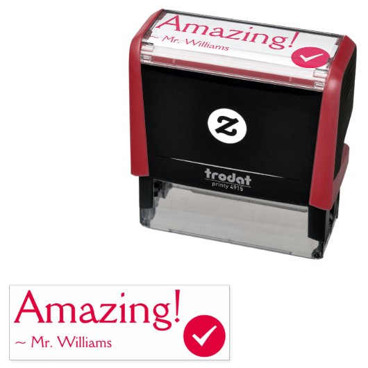 Positief "Amazing!" + Rubberstempel van de leraar Zelfinktende Stempel (In situ)