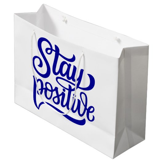 Positief blauw groot cadeauzakje (Voorkant Gekanteld)