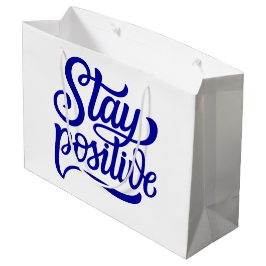 Positief blauw groot cadeauzakje (Achterkant Gekanteld)