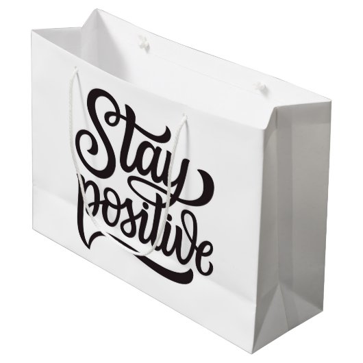 Positief blauw groot cadeauzakje (Voorkant Gekanteld)