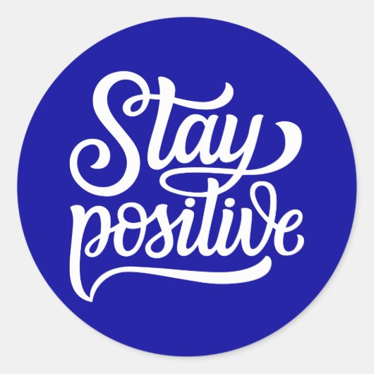 Positief blauw ronde sticker (Voorkant)