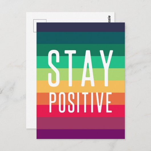 Positief blijven | Rainbow Modern Stripe Stylish L Briefkaart (Voorkant / Achterkant)