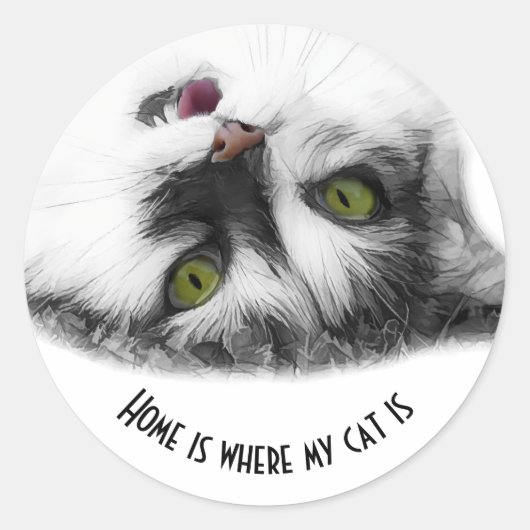 Positief Cat aanpasbaar Ronde Sticker (Voorkant)
