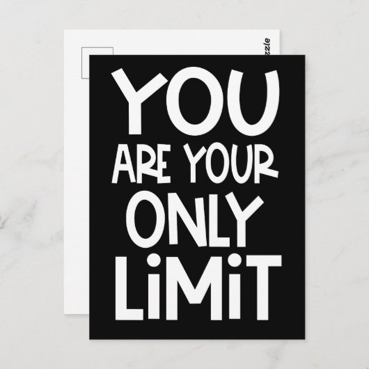 Positief citaat U bent uw enige grens wit zwart Briefkaart (Voorkant / Achterkant)