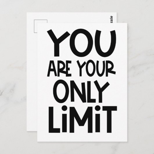 Positief citaat U bent uw enige grens zwart wit Briefkaart (Voorkant / Achterkant)