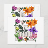 Positief citaat Wees blij en tuinbloemen Briefkaart (Voorkant / Achterkant)