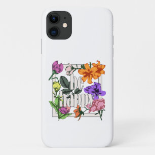 Positief citaat Wees blij en tuinbloemen Case-Mate iPhone Case