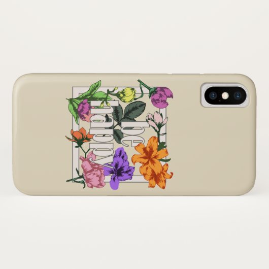 Positief citaat Wees blij en tuinbloemen Case-Mate iPhone Case (Achterkant (horizontaal))