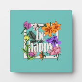 Positief citaat Wees blij en tuinbloemen Fotoplaat (Voorkant)