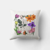 Positief citaat Wees blij en tuinbloemen Kussen (Achterkant)