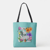 Positief citaat Wees blij en tuinbloemen Tote Bag (Achterkant)