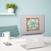 Positief denken  bloementrendy inspiratie sticker (Laptop op bureau)