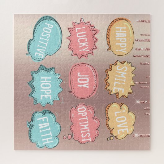 Positief denken puzzel - aangepaste tekst (Horizontaal)