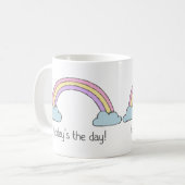 Positief denken + Regenboog: Vandaag is de dag! Koffiemok (Voorkant links)
