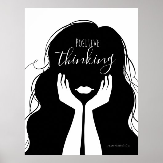 Positief denken - Silhouette Portret Art Poster (Voorkant)