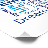 Positief Denken Word Cloud - Blauw Perfect Poster (Hoek)