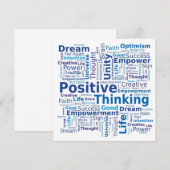 Positief denkend Word Cloud - blauw Kaart (Voorkant / Achterkant)