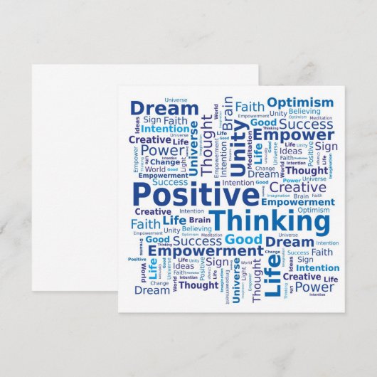 Positief denkend Word Cloud - blauw Kaart (Voorkant / Achterkant)