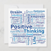 Positief denkend Word Cloud - blauw Kaart (Voorkant)