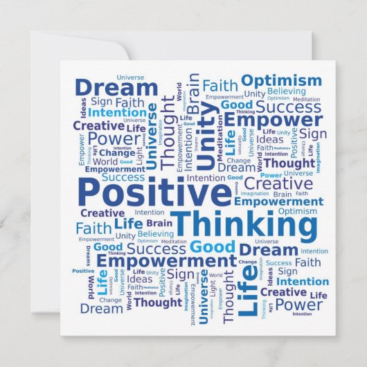 Positief denkend Word Cloud - blauw Kaart (Voorkant)