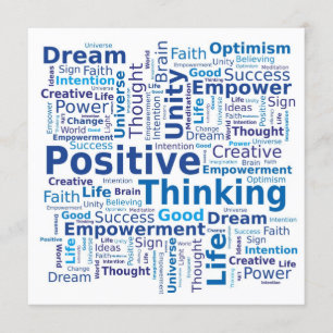 Positief denkend Word Cloud - blauw Kaart