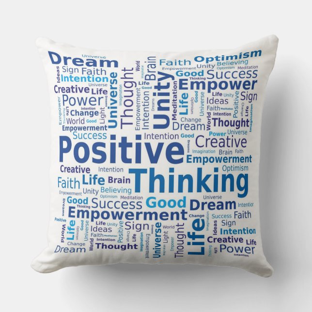 Positief denkend Word Cloud - blauw Kussen (Voorkant)