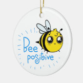 Positief denkende bijen positieve stolling keramisch ornament (Links)