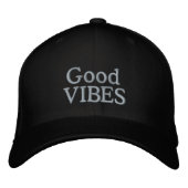 Positief Gezegde Good Vibes Black Geborduurde Pet (Voorkant)