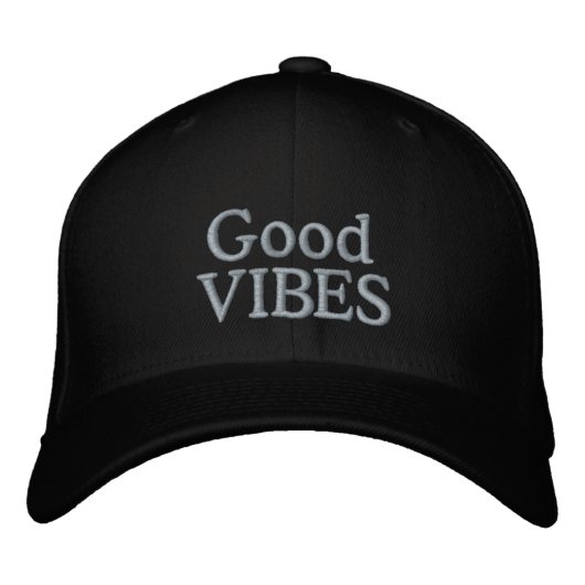 Positief Gezegde Good Vibes Black Geborduurde Pet (Voorkant)