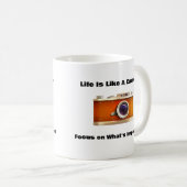 Positief Gezegde, het leven is als een camera Koffiemok (Voorkant rechts)