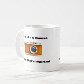 Positief Gezegde, het leven is als een camera Koffiemok (Voorkant links)