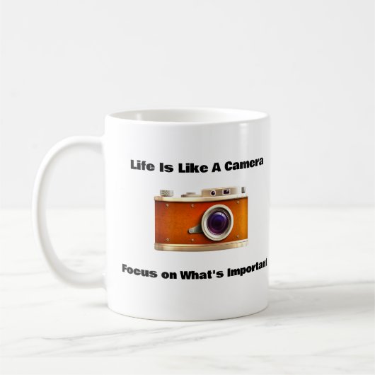 Positief Gezegde, het leven is als een camera Koffiemok (Links)