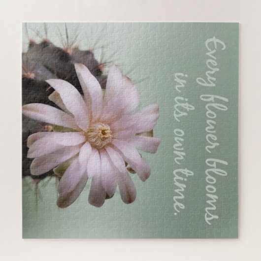 Positief Gezegde met Cactus Flower in Bloom Legpuzzel (Horizontaal)