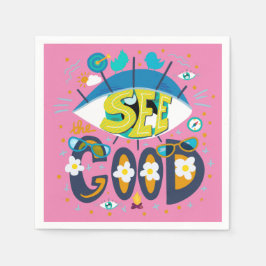 Positief inspirerend citaat levendige zomerroze servet