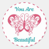 Positief inspirerend citaat u bent prachtig ronde sticker (Voorkant)