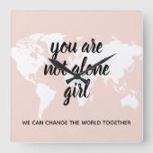 Positief: je bent niet alleen een meisjesmotivatie vierkante klok (Voorkant)