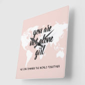 Positief: je bent niet alleen een meisjesmotivatie vierkante klok (Hoek)