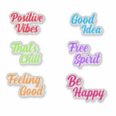 Positief Leuk Kleurrijke Retro Typografie Sticker (Voorkant)