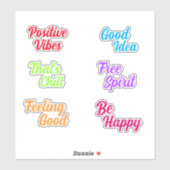 Positief Leuk Kleurrijke Retro Typografie Sticker (Vel)