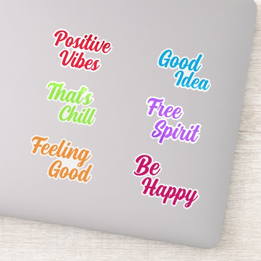 Positief Leuk Kleurrijke Retro Typografie Sticker (Detail)