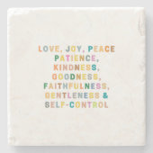 Positief | LEVEN, JOY, VREDE Stenen Onderzetter (Voorkant)