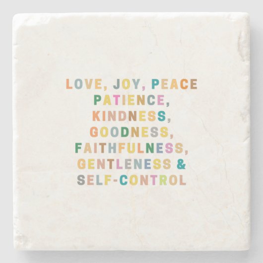 Positief | LEVEN, JOY, VREDE Stenen Onderzetter (Voorkant)