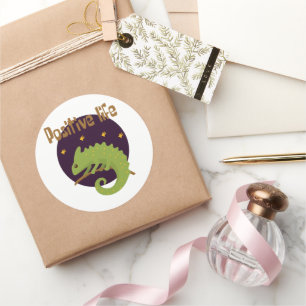 Positief leven Kawaii grappige groene Chameleon Ronde Sticker
