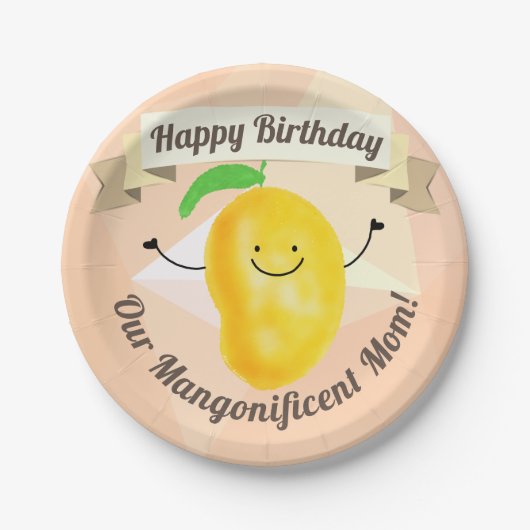 Positief Mango Pun - Birthday Mangonificente Mam Papieren Bordje (Voorkant)