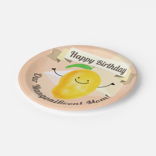 Positief Mango Pun - Birthday Mangonificente Mam Papieren Bordje (Gekanteld)