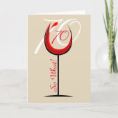 Positief Modern Rood Wijnglas 70e Verjaardag Kaart (Voorkant)